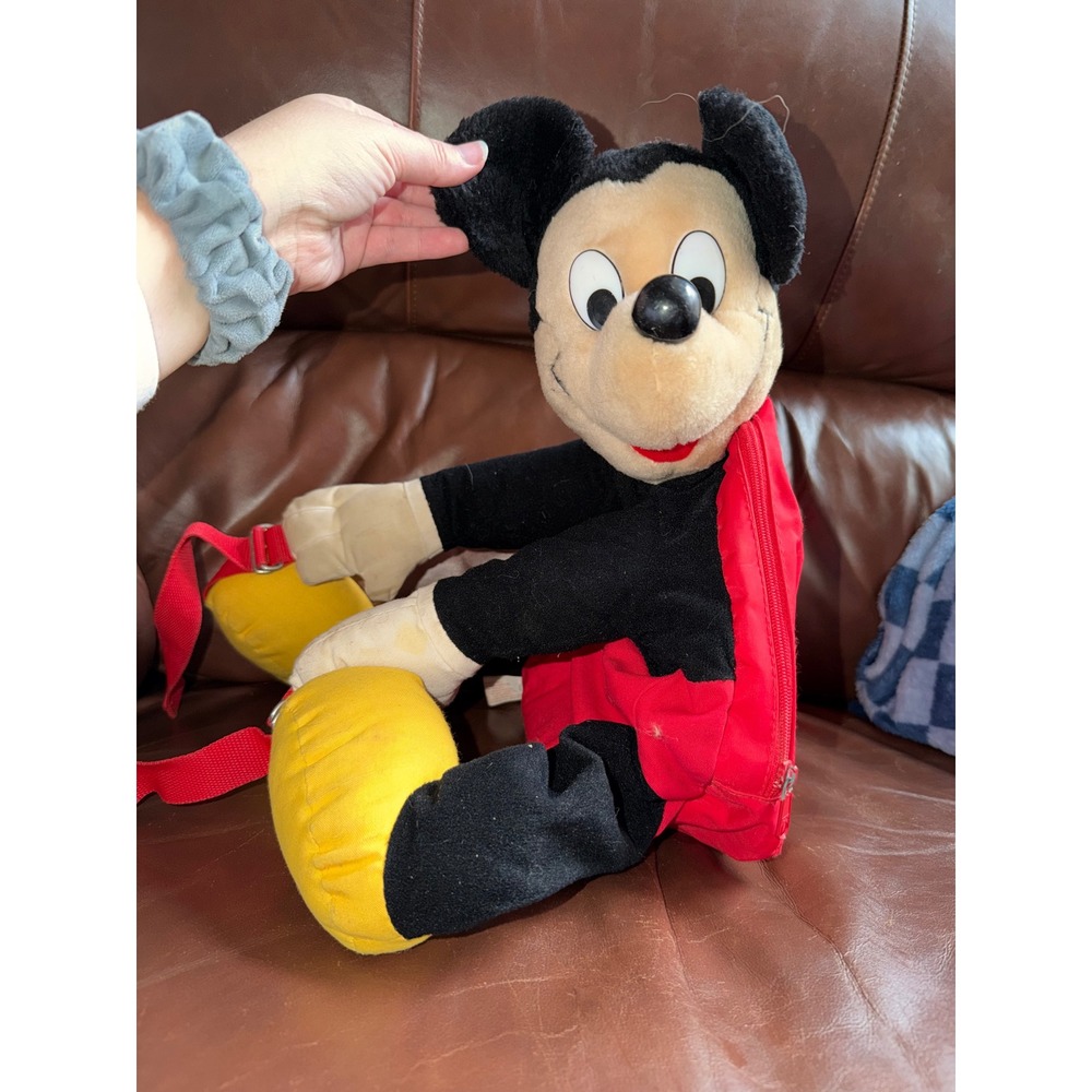 Vintage Mickey Mouse Plush Backpack Mickey's Pals Dover Handbag Co Red Black
